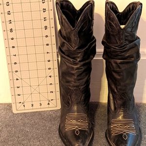 Women's cowboy boots, 7M, black leather